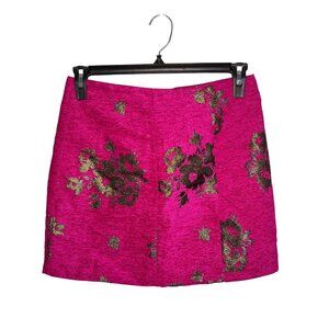 Free People Womens Movin On Embroidered Metallic Mini Skirt Fuchsia Size 4